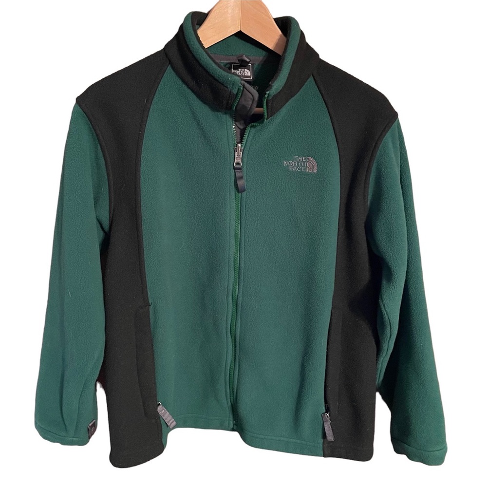The North Face Fleece Full Zip Jacket Boys Size Large Green Black